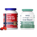 Krill olio Omega 3 supplemento 1000mg e latte Thistle fegato Detox supplemento 400mg, 2 Pack