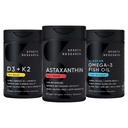 Pacchetto di supporto antiossidante per la ricerca sportiva® w/Triple Strength Vegan Astaxantina Supplemento da Alghe, Omega-3 Fish Oil 1250mg, e Vitamina D3 5000iu & Mk7 Vitamin K2 con Coconut MCT Olio