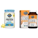 Giardino della vita Organico Vegan Vanilla Protein Polvere 22g - Vitamina C 120 capsule Bundle