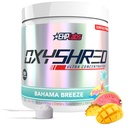 EHP Labs OxyShred Pre Workout Powder - Polvere pre-allenamento con L Glutamine & Acetyl L Carnitina, Energy Boost Drink - Bahama Breeze/Beach, 60 Serve