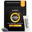 OxyEnergy Nitric Oxide Booster, Pompa Max Non Stim Pre polvere di allenamento per gli uomini, con Beta Alanine, L Citrulline, Creatina per Circolazione, Pompe muscolari, Endurance, Uva, On-The-Go Packet- 30 Servings
