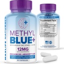 MAXLIFE NATURALS Pure Methylene Blue Capsules, Ultimate Methylene Blue Pharmaceutical Grade 12mg - 60 capsule con vitamina C Ester & NAC Glycine, Supporta la funzione cellulare e cognitiva, Made in USA