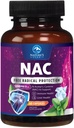 NAC Supplemento - 1200mg per Serving N-Acetyl-L-Cysteine – Supporto immunitario ad assorbimento ottimale con antiossidanti potenti - Supporto per la salute respiratorio e fegato - Gluten Free, Bottigliato negli Stati Uniti - 60 Capsule