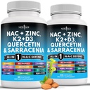 NUOVO AGE NAC Supplemento N-Acetyl Cysteine- con vitamina D3, K2, Zinco, Quercetina, Triphala, Sarracenia Purpurea, Elderberry, Santo Basilio, Bee Propolis, Bromelain, L-Lysine - 120 Conte