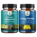Bundle of Liver Cleanse Detox & Repair - Il latte supplemento di cardo per la digestione e la salute immunitaria con radice di barbabietola & Artichoke e polmone Detox Mullein Leaf Capsule con NAC Quercetin & Cordyceps Extract