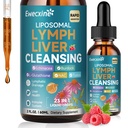 Drenaggio limfatico limosomico & gocce di pulizia del fegato, 23 in-1 con Echinacea, NAC, TUDCA, L-Glutathione, Burdock per Lymph, Liver Detox & Repair, Supporto immunitario, Raspberry Flavor, 2 fl oz Supplemento