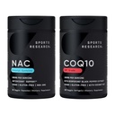 Pacchetto di supporto antiossidante per la ricerca sportiva® - N-Acetyl L-Cysteine (NAC) 600mg, CoQ10 100mg Enhanced w/Coconut Oil & Bioperine - Vegan · Non-OGM · Gluten Free