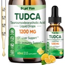 Integratore di TUDCA 1200mg Gocce liquide, Integratore di fegato con TUDCA, NAC, Semi di Thistle di latte e Dandelion , per il supporto del fegato, e la pulizia della vescica & riparazione, senza zucchero, Vegan, aroma di limone, 2 Fl Oz