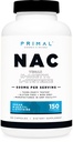 Primal N-Acetyl L-Cysteine (NAC) 600mg, 150 Capsule - Vegan N-Acetyl L-Cysteine Supplement, OMO-Free, Senza glutine