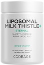 Codeage Liposomal Milk Thistle+ Supplemento - Silymarin da Silybum Marianum, NAC, Foglia di Artichoke, Radice di Dandelion, Acido Lipoico Alfa, BioPerine, Consegna Liposomal - Non-GMO - 60 capsule