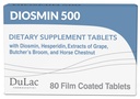 Dulac Diosmin 500, Micronized Diosmin Hesperidin Integratore alimentare 1000mg per porzione, Estratto di castagne di cavallo, Estratto di ginestra di macellaio & estratto di uva rossa, Supporto per Circolazione delle gambe, 80 compresse, Made in Italy