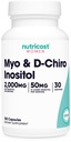 Nutricost Myo Inositol & D-Chiro Inositol per le donne 2000mg, 120 Capsule, 2000mg Myo & 50mg D-Chiro Per Serving, 30 Serve, Per vegetariani, Non OGM & Gluten Free