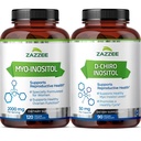 Zazzee 40:1 Ratio Myo e D-Chiro Inositol Supplemento per le donne | Myo Inositol Capsule Plus D-Chiro per il regolamento del ciclo Supporto ovarico &amp; equilibrio ormone complessivo per le donne - Vegan & ISO Lab Tested