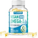 Vegan Omega-3 Algae DHA Integratori - 2000mg Olio di alghe, Alga prenatale piantato DHA, 90 Carrageenan Free Softgels -Sustainable Fish Oil Supporti alternativi cervello, cuore, occhi, salute comune