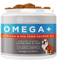 PawMedica Omega 3 per cani, pelle del cane e supplemento di cappotto con l'amore di olio di pesce aiuta con la pelle secca del cane, Omega 3 6 9 chews di vitamina per le allergie del cane