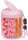 Dispenser di pedaggio con 7 grandi scomparti, 4,4" H x 3,6" organizzatore di pillole dia per il viaggio, organizzatore di supplemento con progettazione anti-mixing, contenitore di pillole senza BPA con 20 etichette Pcs, rosa