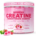 Creatina per le donne, Creatina Monoidrato Gummies con collagene, BCAA, L-Carnitina & Taurina, Fragola Flavor, Energy Creatine Supplement per la forza muscolare, Energy Boost, Sugar Free, 120 Count