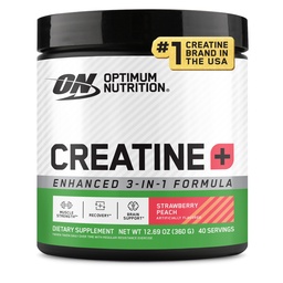 Optimum Nutrition Creatine Monohydrate Plus Powder, Strawberry Peach Flavored Creatine Performance Blend, with Electrolytes for Hydration, Aggiunto Vitamine, 40 Servings, 360 Grammi (Packaging May Vary)