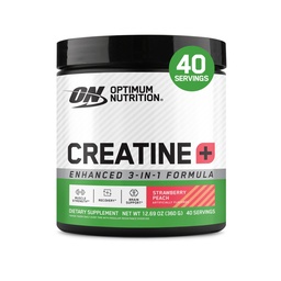 Optimum Nutrition Creatine Monohydrate Plus Powder, Strawberry Peach Flavored Creatine Performance Blend, with Electrolytes for Hydration, Aggiunto Vitamine, 40 Servings, 360 Grammi (Packaging May Vary)