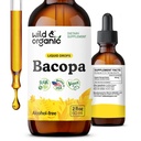 Wild & Organic Bacopa Tincture - Supporti Calma, Focus, Clarity - Bacopa Monnieri Supplemento Liquido - Alcol-Free Gocce con Brahmi Extract - Vegan, Sugar-Free - 2-Month Fornitura - 2 fl oz