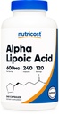 Nutricost Alpha Lipoic Acid 600mg Per Serving, 240 Capsule - Gluten Free, Capsule Vegetariani, Soia Gratis & Non OGM