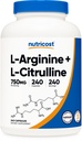 Nutricost L-Arginina L-Citrulline Complex 750mg, 240 capsule - Non-GMO
