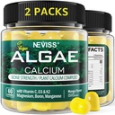(2 Pack) Calcium Gummies per le donne, Zucchero Free Calcium Supplemento da Alghe Sostenibili (3rd Party Tested) con vitamina D3 K2, C, Zinco, Boron, Manganese per Bone Forza, Calcium Absoption, Vegan