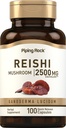 Piping Rock Reishi Mushroom Capsule | 2500mg | 100 pillole | Integratore di erbe standardizzato con Ganoderma Lucidum | Non OGM, Gluten Free