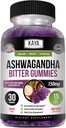 Kaya Naturals Ashwagandha Bitter Gummies - Natural Stress Relief, Boost Energy & Mental Clarity, Non OGM, Gluten-Free, Chewable Gummies - 30 Count