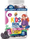 SUNNY SAM Iron Gummies for Kids & Teens - 10mg Iron Vitamins with Vitamin C - Low-Sugar Chewable Gummy Supplement for Immune Supports Red Blood Cell Production for Children & Teen Girls