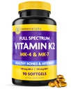 InnovixLabs Full Spectrum Vitamin K2-90 Softgels con 600 mcg di Trans Form MK7 e MK4 - Supporta la salute generale e la forza di ossa - Soia e Gluten Free K2 Vitamin Supplement