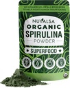 Nuvalsa Organic Spirulina Powder 1lb – 100% Pure Superfood Supplemento da Blue Green Algae Non OGM per Smoothie & Protein Drink, Vegan & USDA Certified Organic - 100 Servings