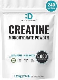 Micronized Creatine Monohydrate, 240 Servings, 5g Per Serving (1.2kg/2.6lb)