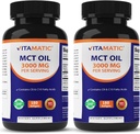 Vitamatic 2 confezioni MCT capsule di olio 3000 mg per porzione - 180 Softgels - da olio di cocco - Contiene 55% acido caprilico C8 e 40% acido caprico C10 (Totale 360 Softgel)