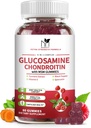 Glucosamina Chondroitin Gummies Triple Strength (1,000mg Glucosamina, 750mg Chondroitin) con MSM, Turmerico, Quercetina, Vitamina E, Integratore di supporto congiunto, Antiossidante 60 Gummies Raspberry Flavor