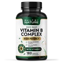 Costruito da Nature Vitamina B Complex – Super B Complex Vitamine per Donne & Uomini – Energia, Supporto Stress & Immune – Alta potenza B Vitamine Complesso con B12 – 180 compresse