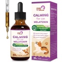 Gatto Melatonina naturale calmante gocce, supporto caduta Asleep & sonno sano, erbe Estratto di relax supplemento con L-teanina, Valerian, Catnip, Passion Flower e camomilla. 2 oz