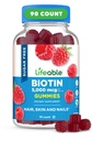 Gummies biotina senza zucchero vitale | 5000mcg Vitamina B7 | Integratore di biotina di grande gusto | per la crescita dei capelli, la pelle e la salute delle unghie | Supplemento per i capelli per le donne, gli uomini, gli adulti | 90 Gummies