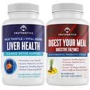 TRUTHENTICS Liver Health and Digestive Enzymes Bundle - Supporto per Detox, Digestione, Assorbimento Nutriente, Gas occasionale e Bloating - Gluten Free, Non OGM