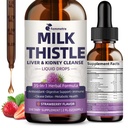 Estratto di cardo di latte Gocce liquide per il fegato Detox & Riparazione, 35-IN-1 supplemento di supporto del rene con carciofo & Dandelion per tratto urinario, vescica, Vegan, non OGM, aroma di fragola, 2 FL OZ