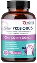 NATURA TARGET Probiotici per la salute digestiva delle donne, Mens-Womens Probiotici con prebiotici, 100 miliardi per la salute del fegato e dell'immunità, nessuna refrigerazione, 90 capsule vegetali (45 giorni di alimentazione)