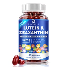 Luteina e Zeaxantina Supplemento - AREDS 2 Plus+ Vitamine Occhiali, 40 mg Luteina & 8 mg Zeaxantina con Vitamine C, E, Zinco, Omega-3 & CoQ10 per la protezione della luce blu, Supporto per la salute degli occhi - 150 Softgels