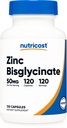Nutricost Zinc Bisglycinate (50mg) 120 capsule vegane - OGM-Free, Gluten-Free Supplement