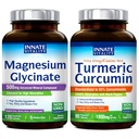 Innate Vitality Magnesium Glycinate & Turmeric Bundle, Alto assorbimento, Joint, Muscolo & Nerve Health, Black Pepper Extract, Bundle & Save, 120 Capsule & 90 Capsule