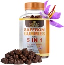 GOLDEN SAFFRON, Zafferano Gummies contiene 88,5 mg. Pure Saffron Extract + GABA, Vitamina D2, Fiore della Passione e San Giovanni Wort, per il benessere olistico,Aroma Vegan