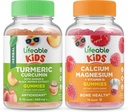 Vita curcuma curcuma curcuma bambini + Calcio Magnesio bambini, Gummies Bundle - Grande degustazione, supplemento di vitamina, senza glutine, OGM libero, pancia masticabile