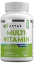 Vitamine HAYAT Vegan Natural Multivitamin, Vitamine giornaliere con vitamina A, C, D, E, B1, B2, B3, B6, B12, Biotina, Zinco e Altro, Alimentazione 2 mesi, Tutto naturale, Certificata Halal, 60 compresse, Made in the USA