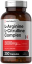 Horbäach L-Arginina L-Citrulline Complex | 3000mg | 250 capsule | Non OGM, Gluten Free Supplement