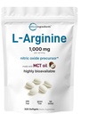 Micro Ingredienti L-Arginina 1000mg con olio MCT, 300 Softgels | Precursore di Ossido Nitrico* per gli uomini e le donne | Formula di aminoacido ad alta resistenza per il benessere quotidiano | Non OGM, Gluten Free, No Soy