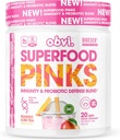 Obvi Superfood Pinks Probiotic Blend | Ricco di Antiossidanti, Adaptogens, Digestive Enzyme Blend, Supporto immunitario, Gut Health | Keto, Gluten-Free, No Sugar, 10 miliardi di CFU | Mango Iced Tea, 20 Serve